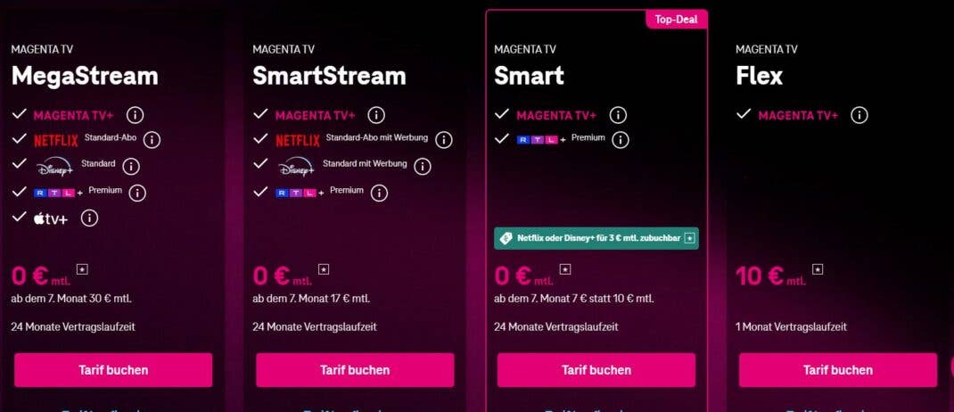 Telekom-Angebote für MagentaTV im August 2025 mit NEtflix für 3 Euro