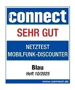 Blau ist wiederholt „sehr gut“ im connect Netztest Mobilfunk-Discounter 2025
