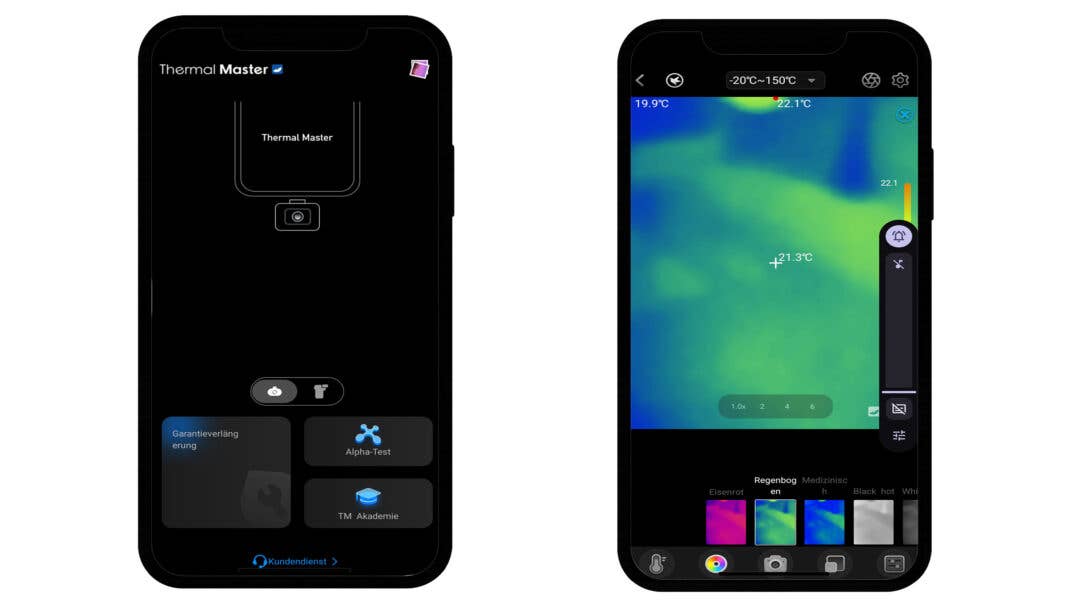 ThermalMaster P3 Smartphonekamera App Screenshots