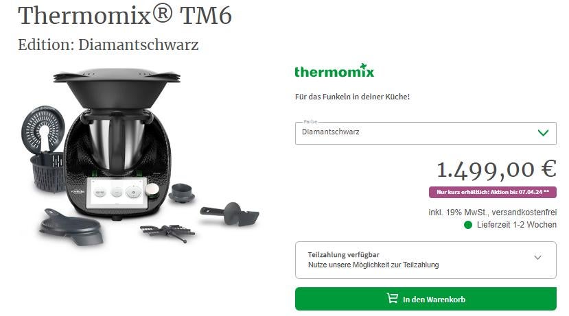 Der Thermomix in „Diamantschwarz“ im Vorwerk Online-Shop