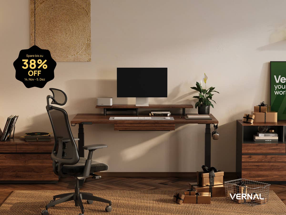 Vernal-Schreibtisch mit Rabatt-Anzeige in modernem Büro