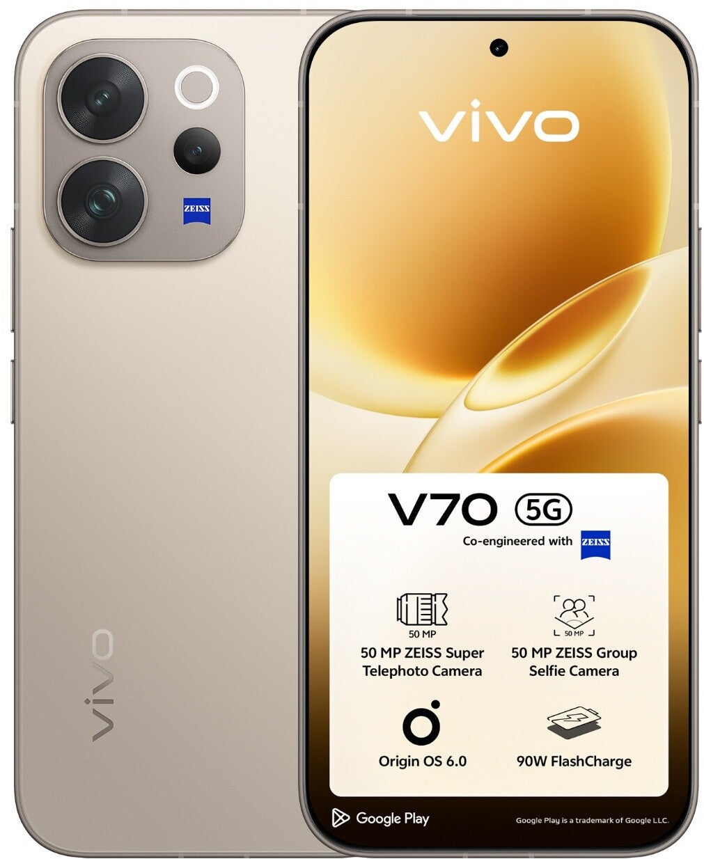 Vivo V70 Vorderseite und Rückseite