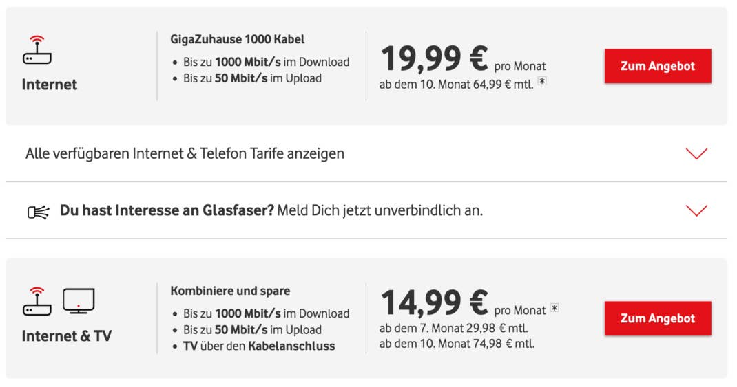 Auch andere Anbieter (hier Vodafone) arbeiten mit denselben Tricks