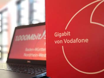 Ein Vodafone-Logo mit dem Schriftzug Gigabit