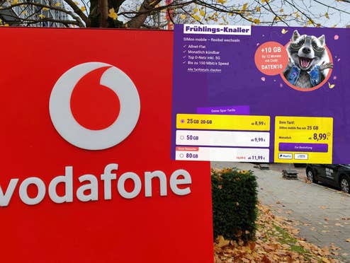 Vodafone-Logo daneben ein aktuelles SIMon mobile Angebot