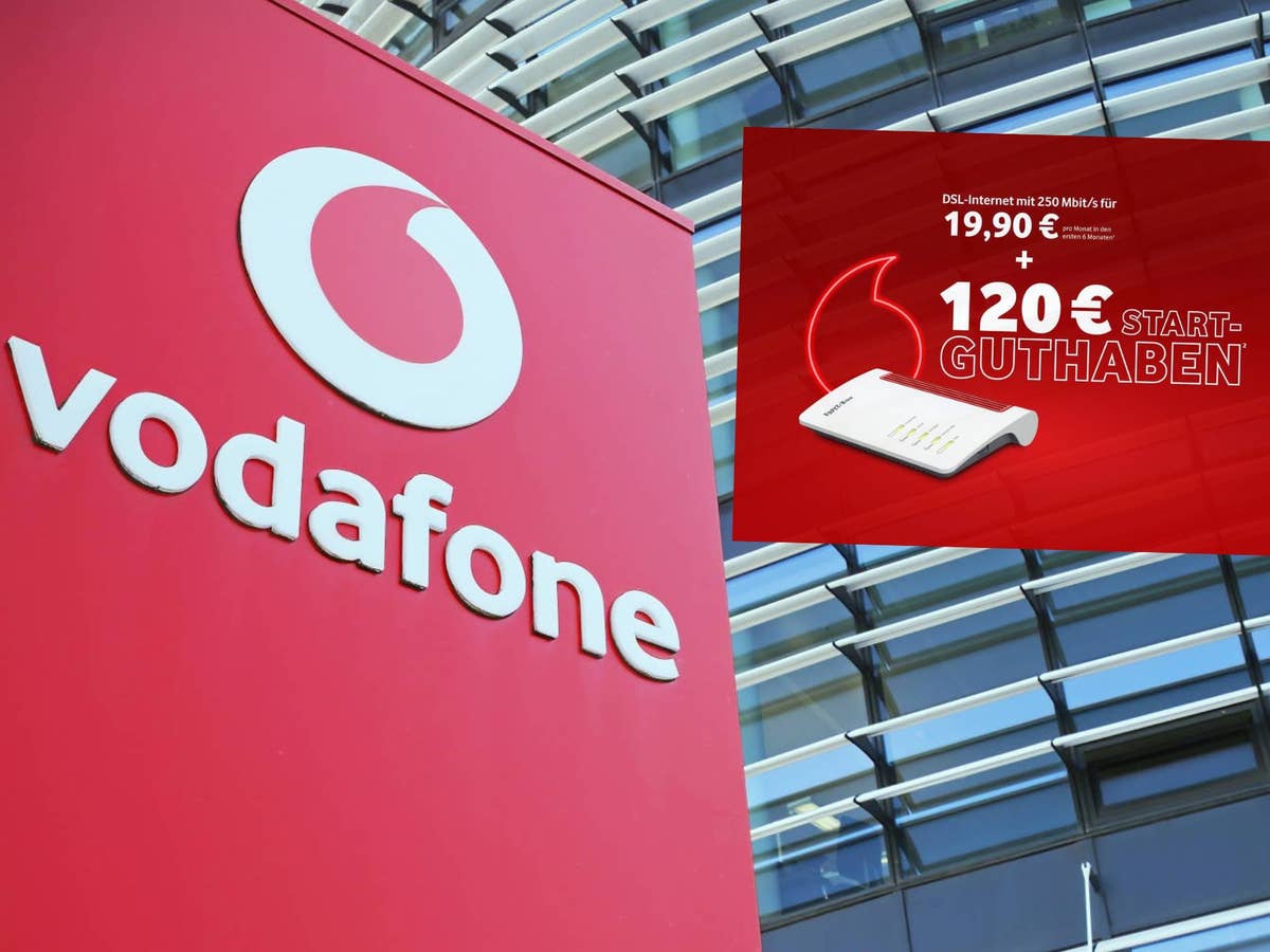 Vodafone Business: DSL-Aktion Vodafone-Logo und daneben ein aktuelles DSL-Angebot von Vodafone Business