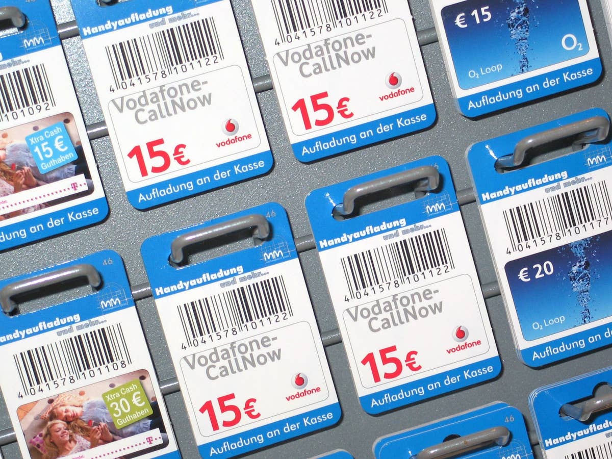 Prepaid-Aufladekarten im Handel