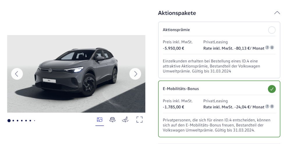 Volkswagen Aktionsprämie Januar 2024