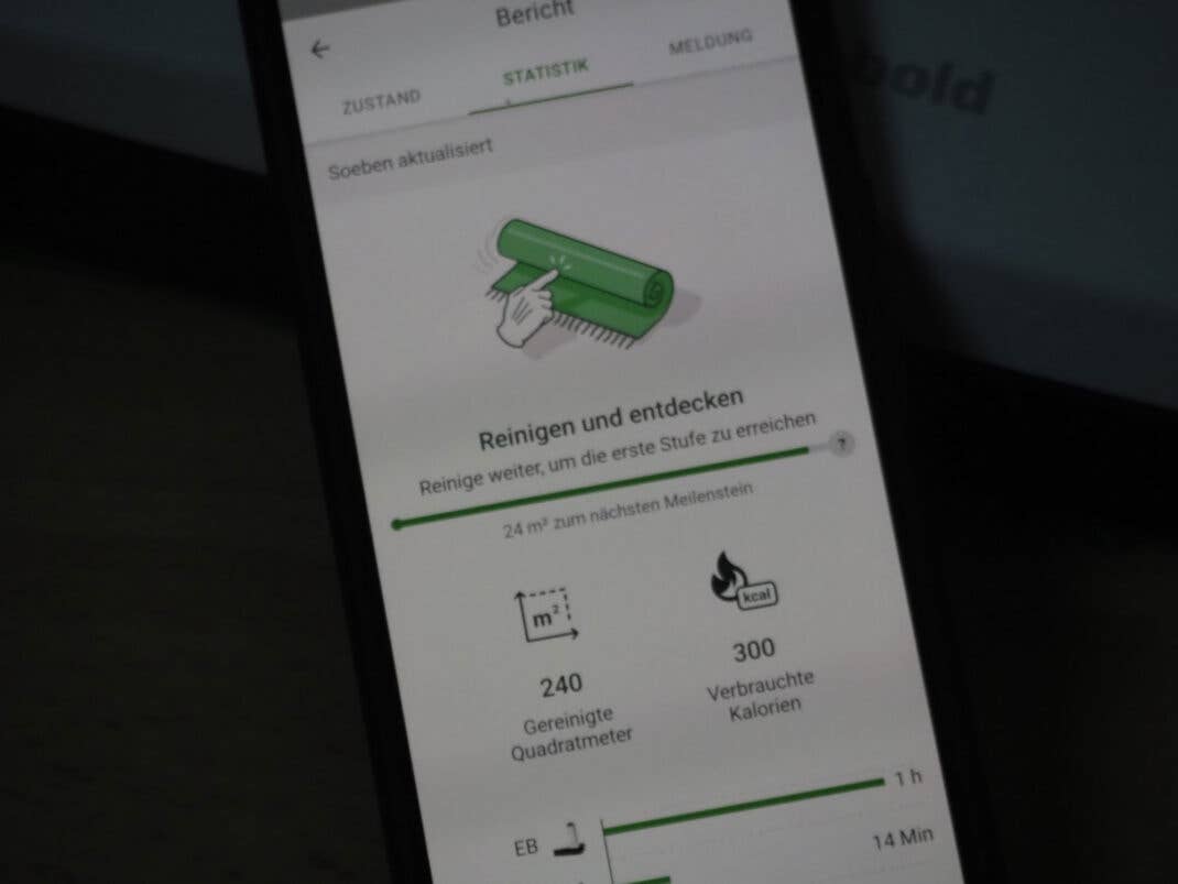 Statistik-Bereich der MyKobold-App von Vorwerk