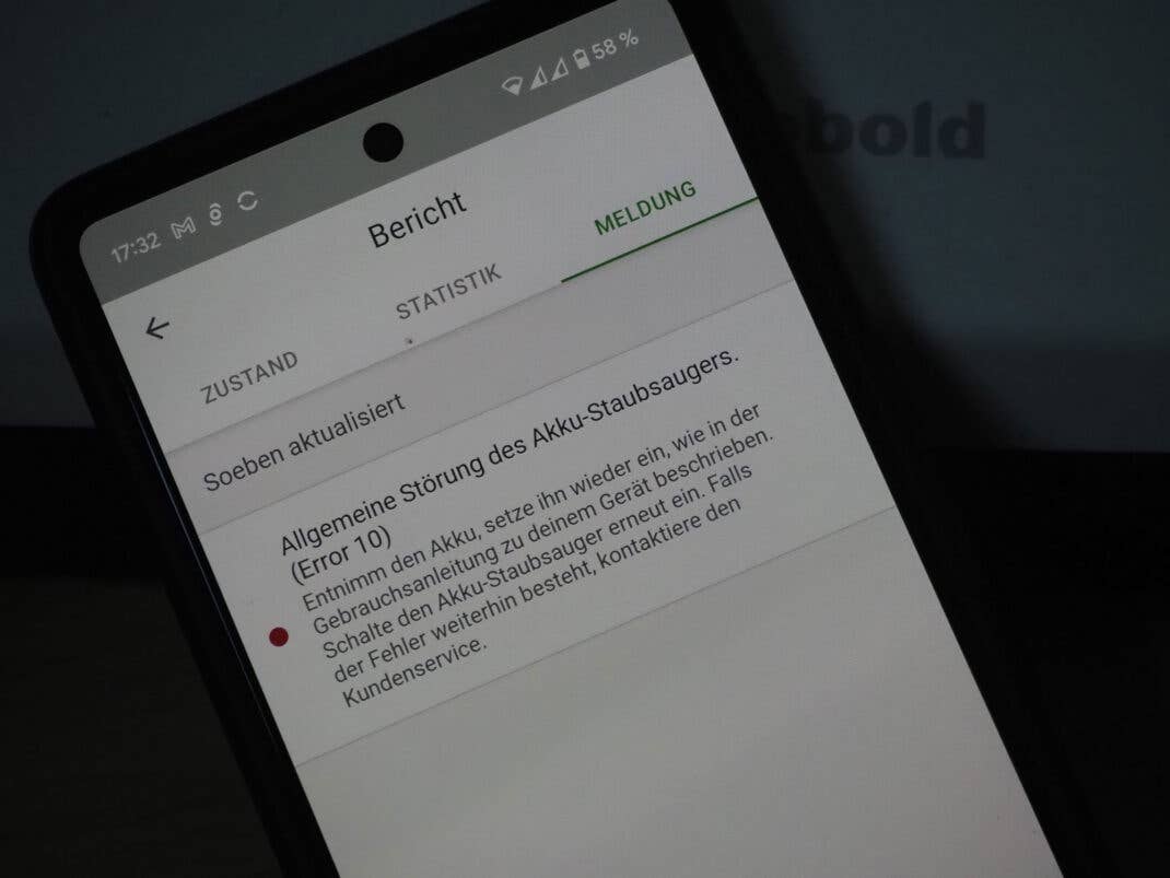 Fehlerdiagnose des Kobold VK7 in der App von Vorwerk