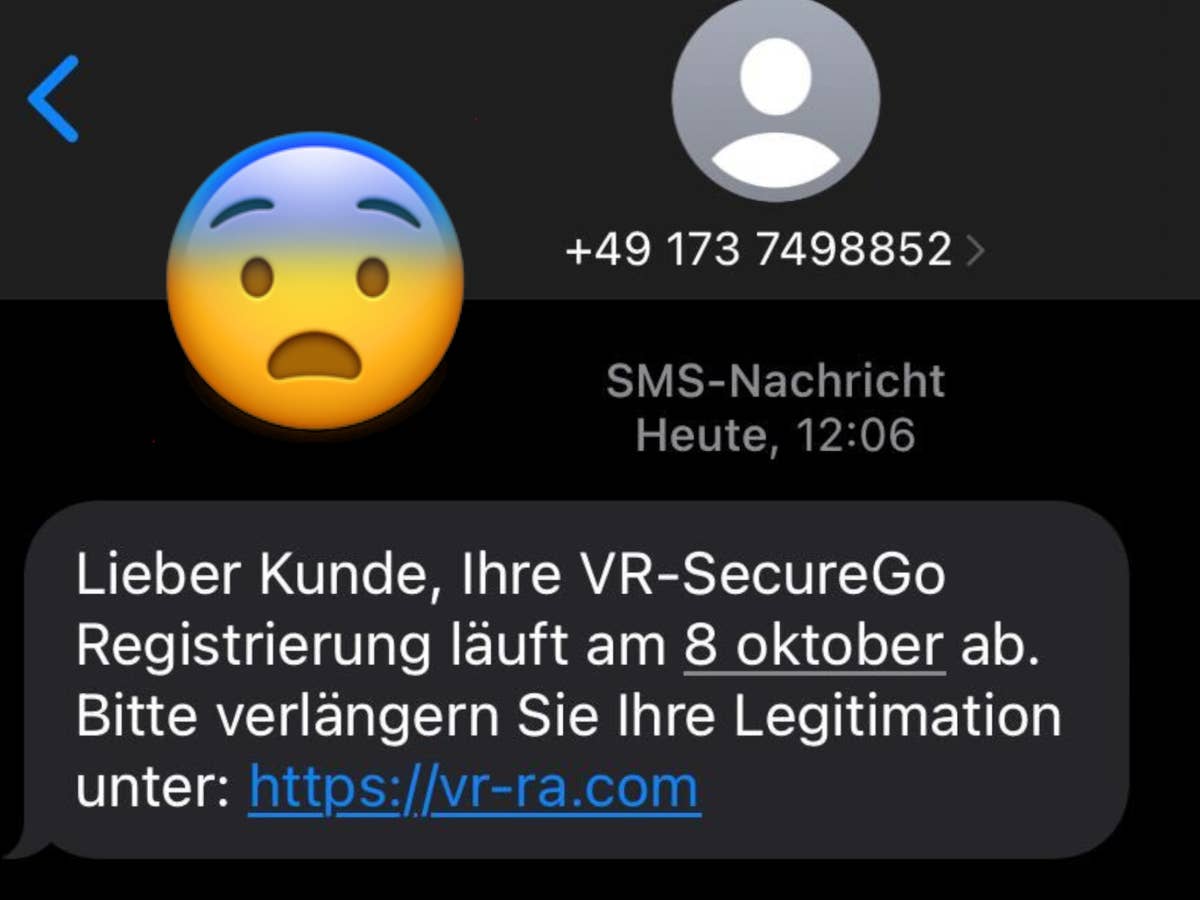 Raiffeisen- Volksbank-Betrugsseite per SMS