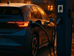 E-Auto an einer Ladesäule.