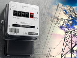 Stromzähler und Strommast