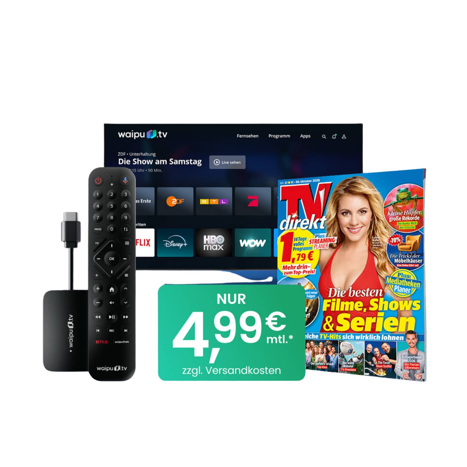 waipu.tv Start Jahrespaket mit TVdirekt