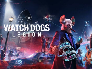 Der Protagonist von Watch Dogs Legion steht vor einer futuristischen Stadt.
