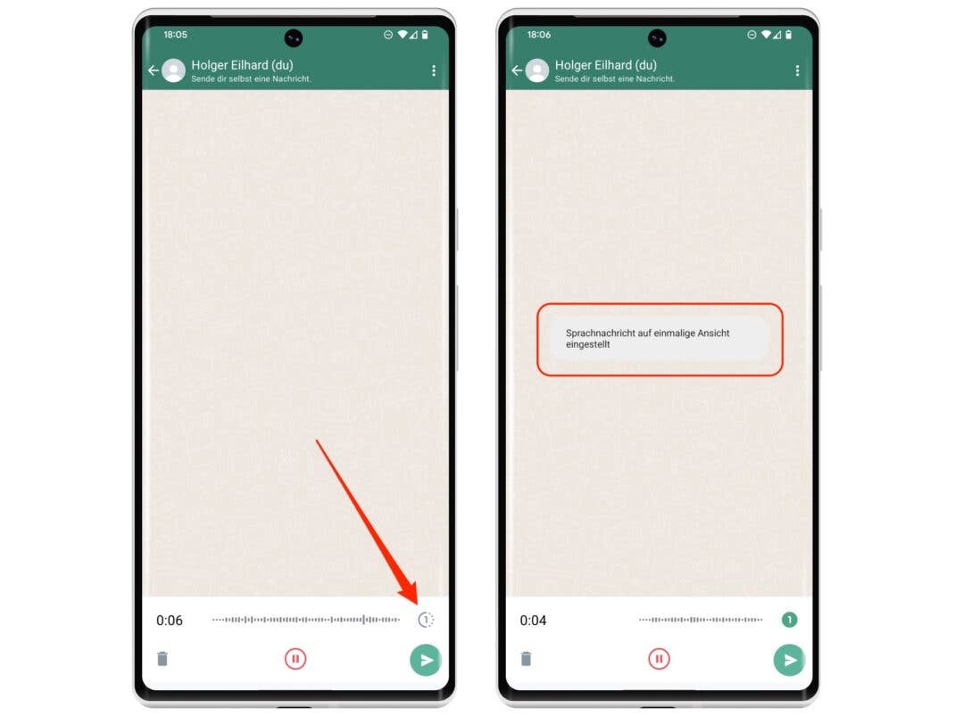 In der WhatsApp-Beta kann eine einmalige Ansicht für Sprachnachrichten aktiviert werden