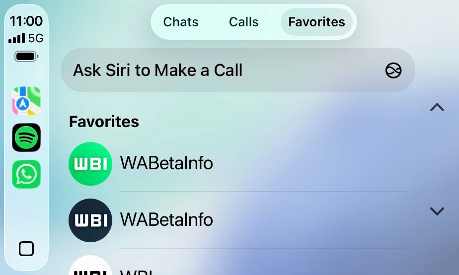 Die CarPlay-App zeigt dir auch deine WhatsApp-Favoriten an