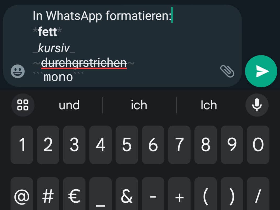 WhatsApp-Texte Formatieren mit Sonderzeichen