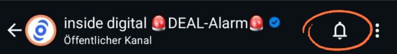 Header eines WhatsApp-Kanals mit eingekreister Glocke