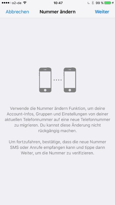 WhatsApp Nummer ändern unter iOS