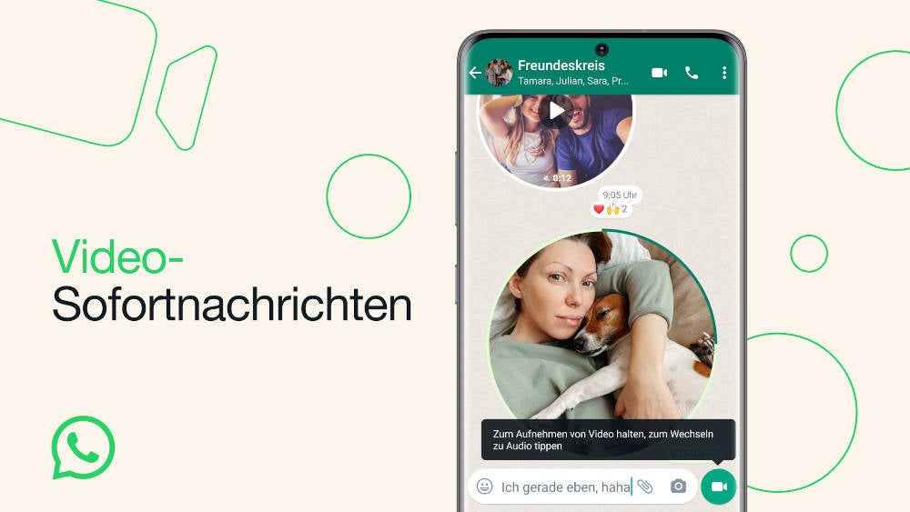 WhatsApp Demobild zu Video-Sofortnachrichten.