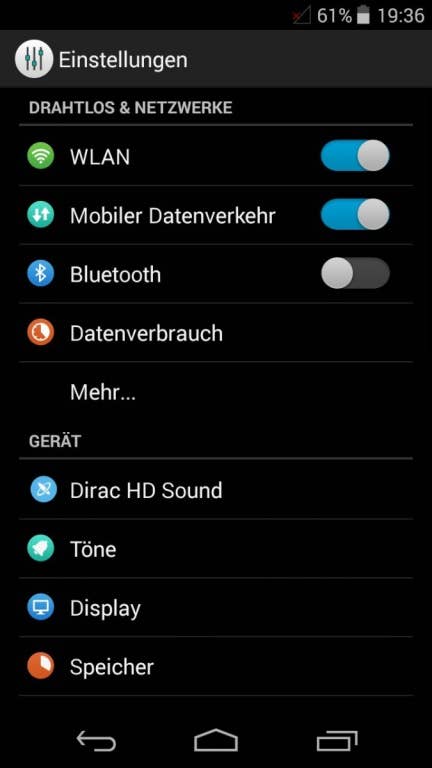 Wiko Highway Pure: Das Menü des Franzosen