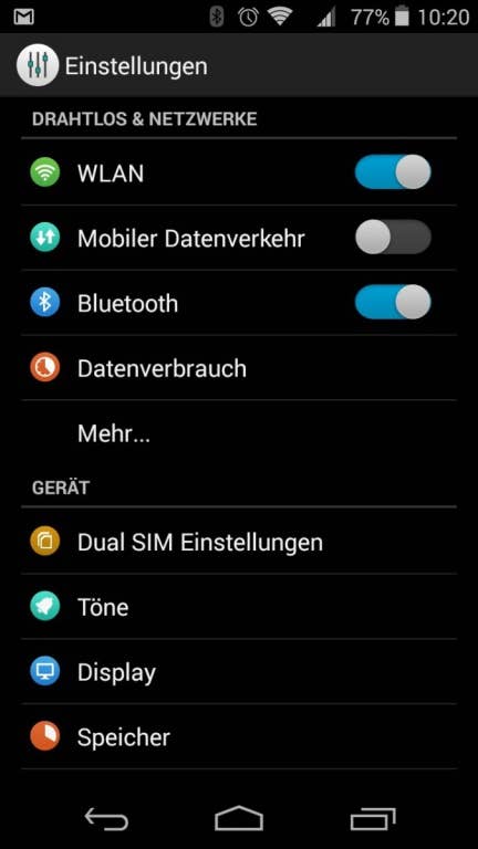 Wiko Ridge 4G: Screenshots Android 4.4.4 und Nutzeroberfläche