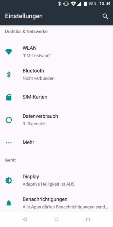 Wiko View Prime im Test: Das Menü