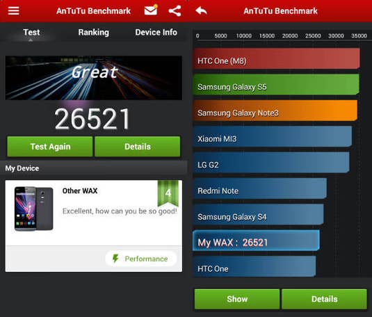 Wiko Wax im AnTuTu-Benchmark Wiko Wax im AnTuTu-Benchmark