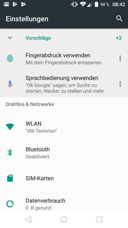 Wiko WIM im Test: Menü und Einstellungen