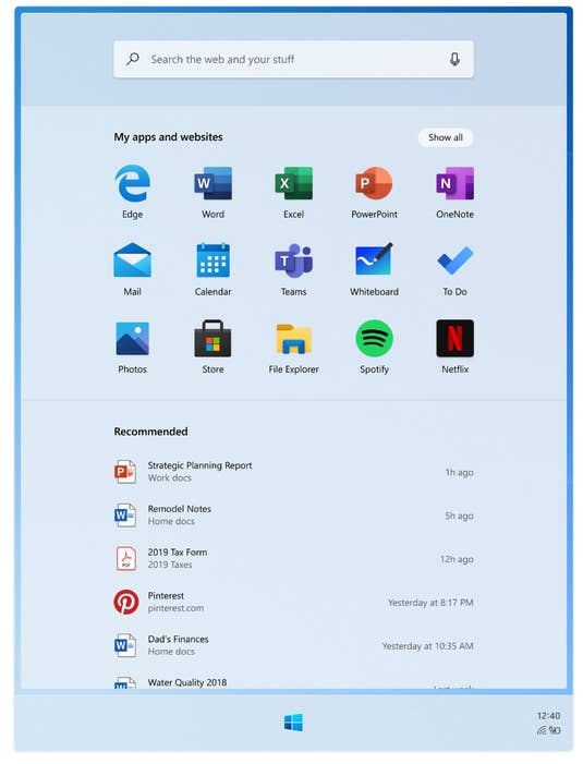 Der Launcher von Windows 10X