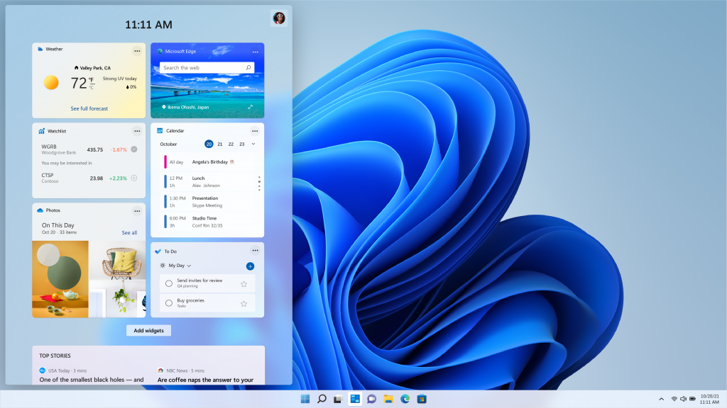 Die neue Widget-Ansicht von Windows 11