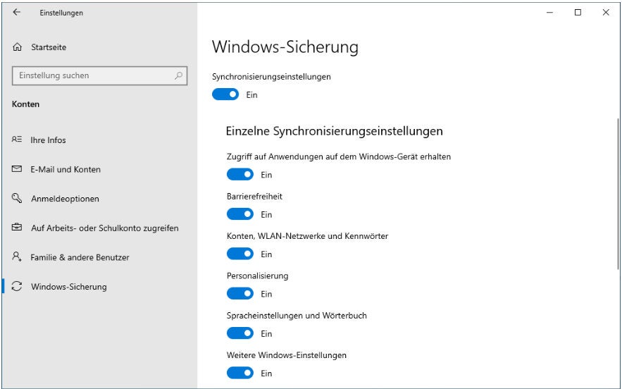 Windows-Sicherung in Windows 10