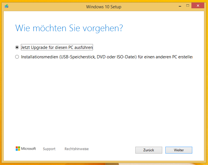 Windows Upgrade Schritt 2