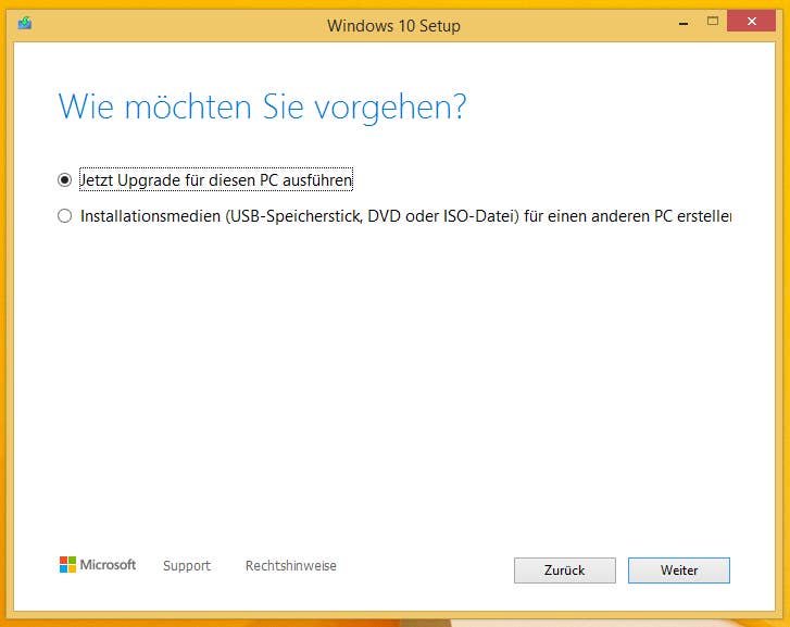 Windows Upgrade Schritt 2