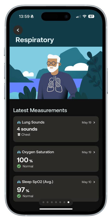 Nach einer Messung werden dei Daten zur Gesundheit der Atemwege automatisch in der App gesichert.