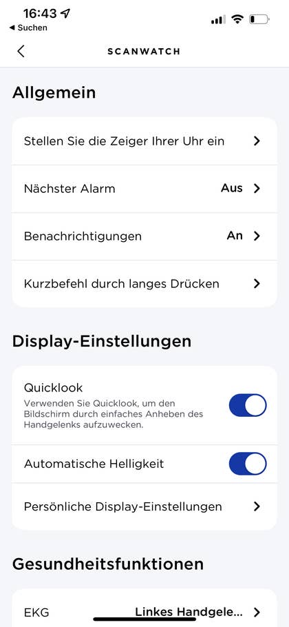 Screenshot aus der Withings Health Mate App