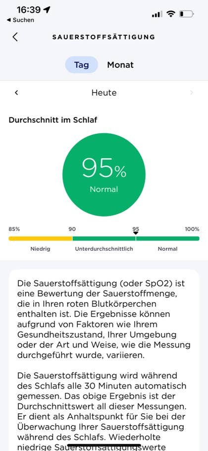 Screenshot aus der Withings Health Mate App