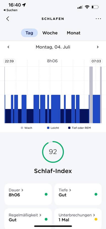 Screenshot aus der Withings Health Mate App