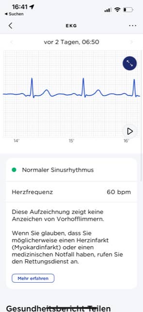 Screenshot aus der Withings Health Mate App