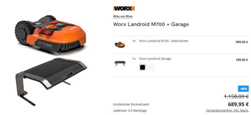 Worx-Mähroboter mit Garage im Angebot bei tink.de