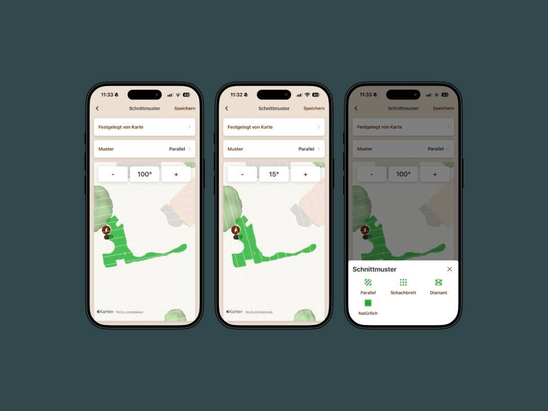 Schnittmuster in der Worx Landroid-App