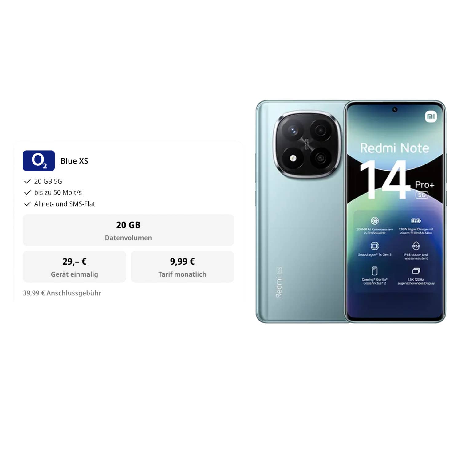 Xiaomi Redmi Note 14 Pro+ 5G mit O2-Tarif