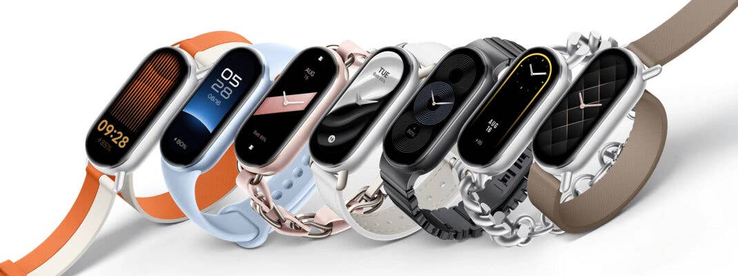 Xiaomi Smart Band 9 in verschiedenen Versionen nebeneinander.