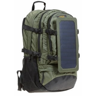 Der XTPower SP607GR Solarrucksack in Grün im Profil vor weißem Hintergrund