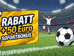 Deal-Plakat vor einem Fußball-Hintergrund