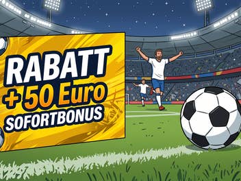 Deal-Plakat vor einem Fußball-Hintergrund