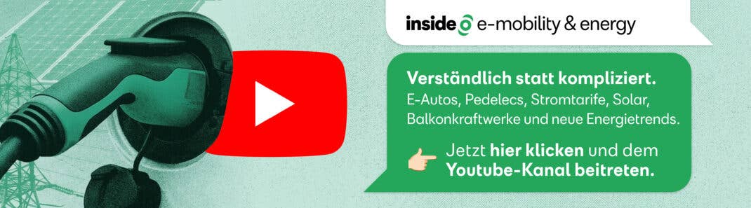 Banner mit Link zum YouTube-Kanal von inside e-mobility & energy: Verständlich statt kompliziert