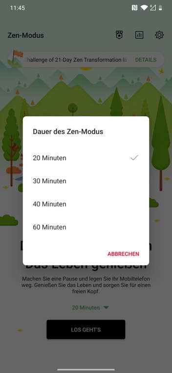 Zen-Modus Screenshot des OnePlus 7T Pro
