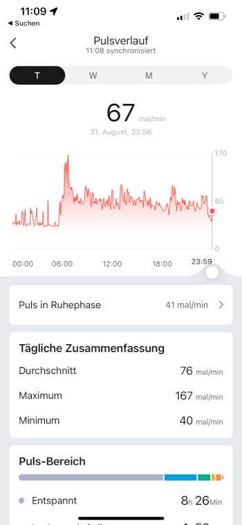 Zepp App Pulsverlauf